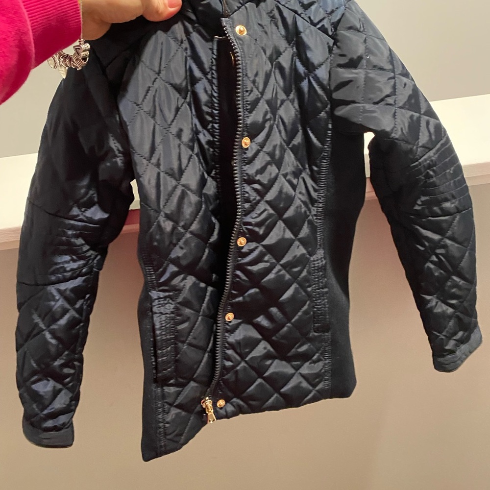 Ci Sono Navy Quilted Puffer Jacket with Gold Hardware